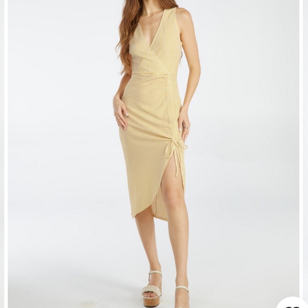 Ruched Pale Banana Midi